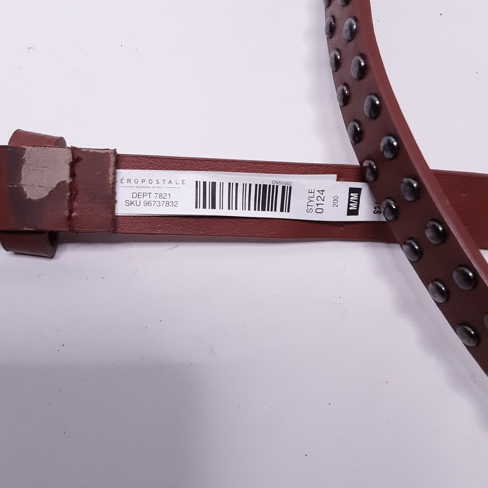 💎Aeropostale Womens Tan Narrow Braided Studded Belt Size Medium - Picture 7 of 8